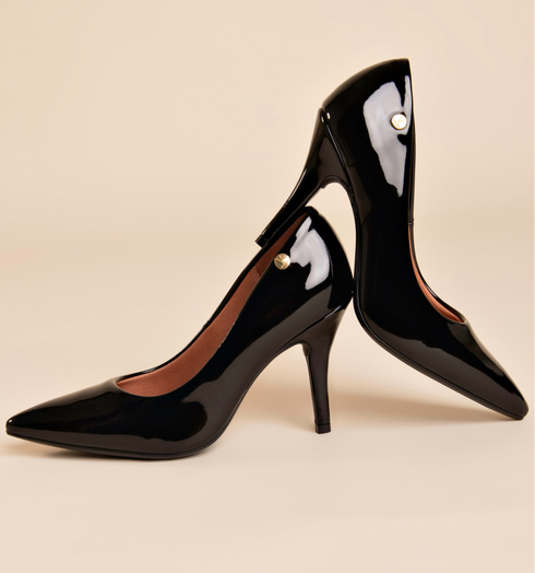 Scarpin Verniz Vizzano Preto Salto Alto 9cm