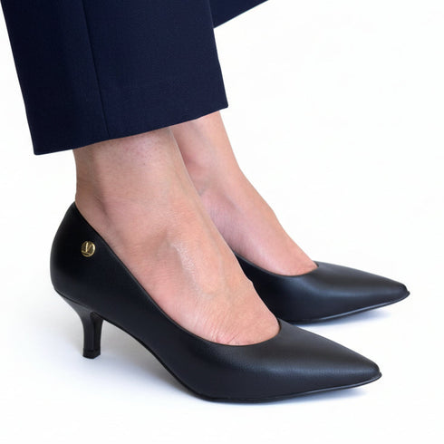 Scarpin Vizzano Preto Salto Baixo