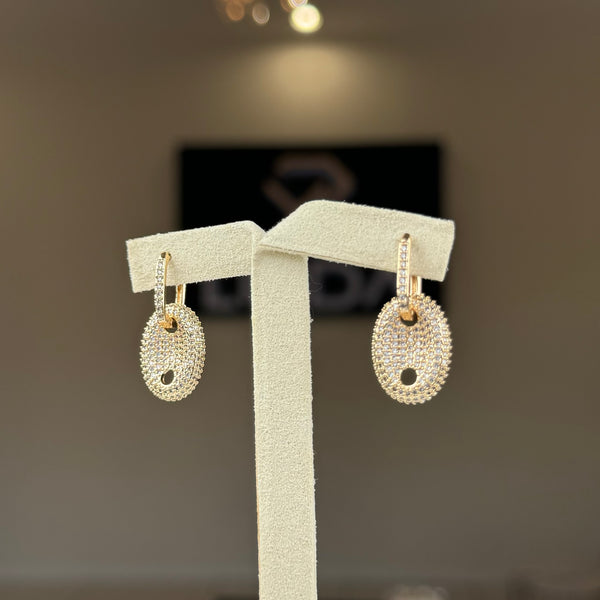 Removable Stone-Studded Pendant Hoop Earring