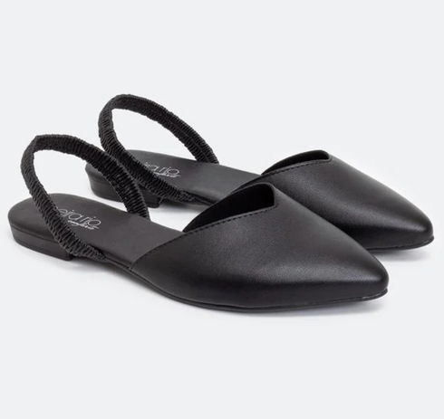Slingback Beira Rio Preto Elástico Salto 1cm