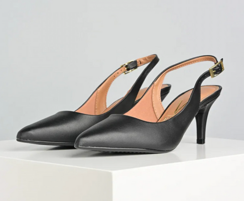 Scarpin Slingback Vizzano Preto Salto 7cm