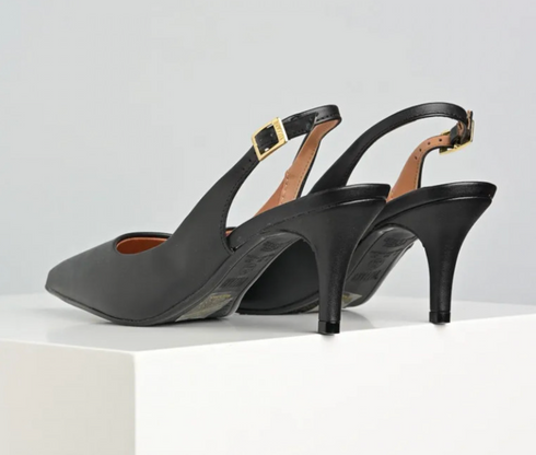 Scarpin Slingback Vizzano Preto Salto 7cm