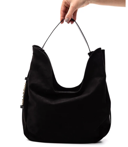 Bolsa Vizzano Slouchy Camurça Preta de Ombro