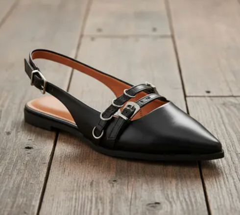 Slingback Vizzano Preto Rasteira Salto Baixo