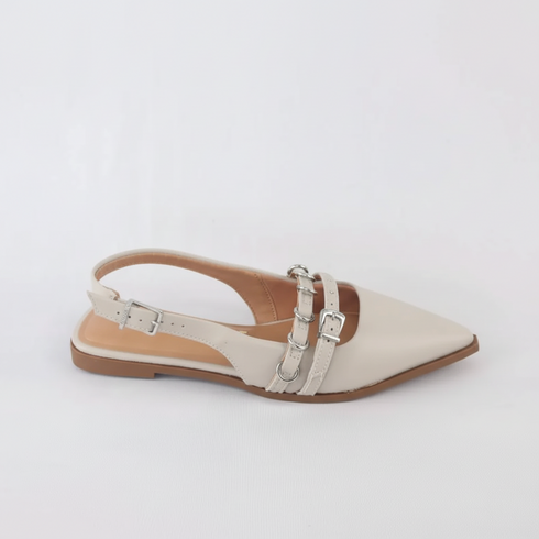 Slingback Vizzano Off White Rasteira Salto Baixo