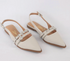 Slingback Vizzano Off White Rasteira Salto Baixo
