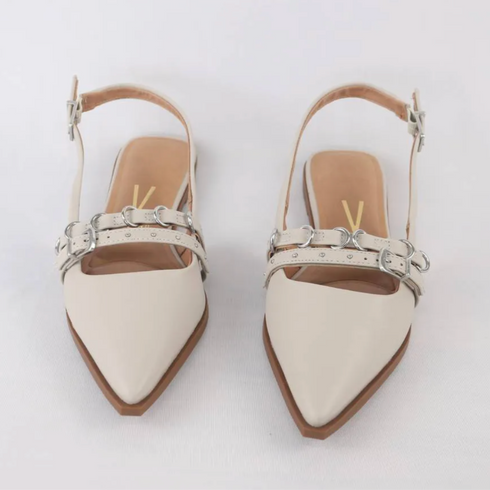 Slingback Vizzano Off White Rasteira Salto Baixo