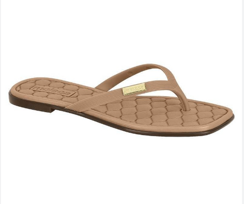 Chinelo Moleca Nude Square Toe Rasteiro