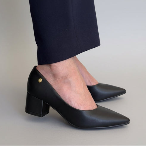 Scarpin Vizzano Preto Salto Bloco 5cm
