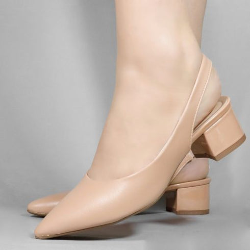Slingback Beira Rio Nude Verniz Salto 5cm