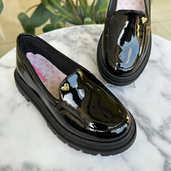 モレキニャブラックエナメルモカシンシューズ