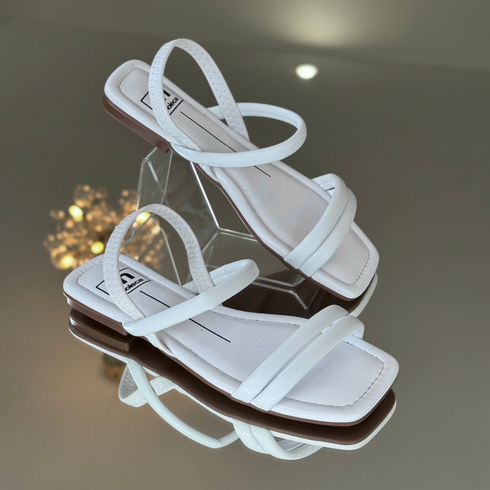 Moleca White Flat Sandal with Straps