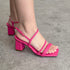 Sandália Vizzano Rosa Salto Bloco 7cm