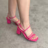 Sandália Vizzano Rosa Salto Bloco 7cm