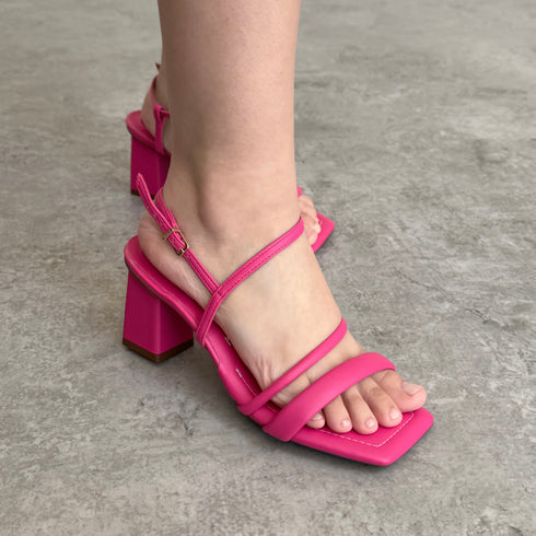 Sandália Vizzano Rosa Salto Bloco 7cm