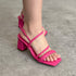 Sandália Vizzano Rosa Salto Bloco 7cm