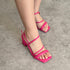 Sandália Vizzano Rosa Salto Bloco 7cm