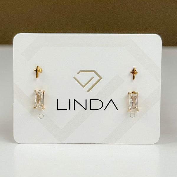 Mini Cross Crystal Earring Duo