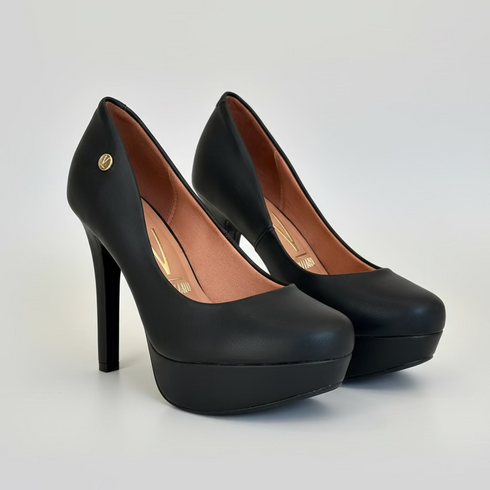 Scarpin Vizzano Preto Meia Pata Salto Alto 12cm