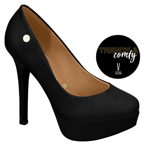 Scarpin Vizzano Preto Meia Pata Salto Alto 12cm