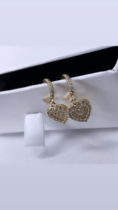 Fake Paved Heart Piercing Earring